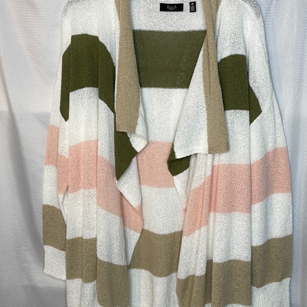 NWT 2X Ella Rafaella open Front Cardigan Sweater 3/4 Sleeve Multicolored - Picture 6 of 15